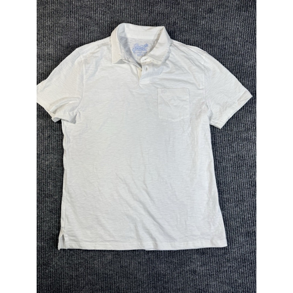 Southern Tide Men's Polo Shirt White Short Sleeve 100% Cotton Size M